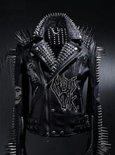 Punk Rock Gothic Patchwork Men's, Steampunk Spiked Studded, Chaos UK Patches Jacket, Biker Misfit Leather, Handmade Queen Sex Pistol Outfit,